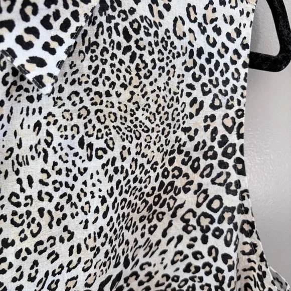 Chico's No Iron 100% Linen Sleeveless Leopard Print Tunic Top 3 XL - Picture 3 of 8